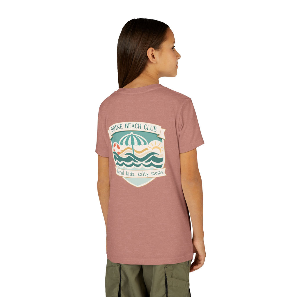 Brine Beach Club Youth Tee – ‘Feral Kids, Salty Moms’ Umbrella Beach T‑Shirt
