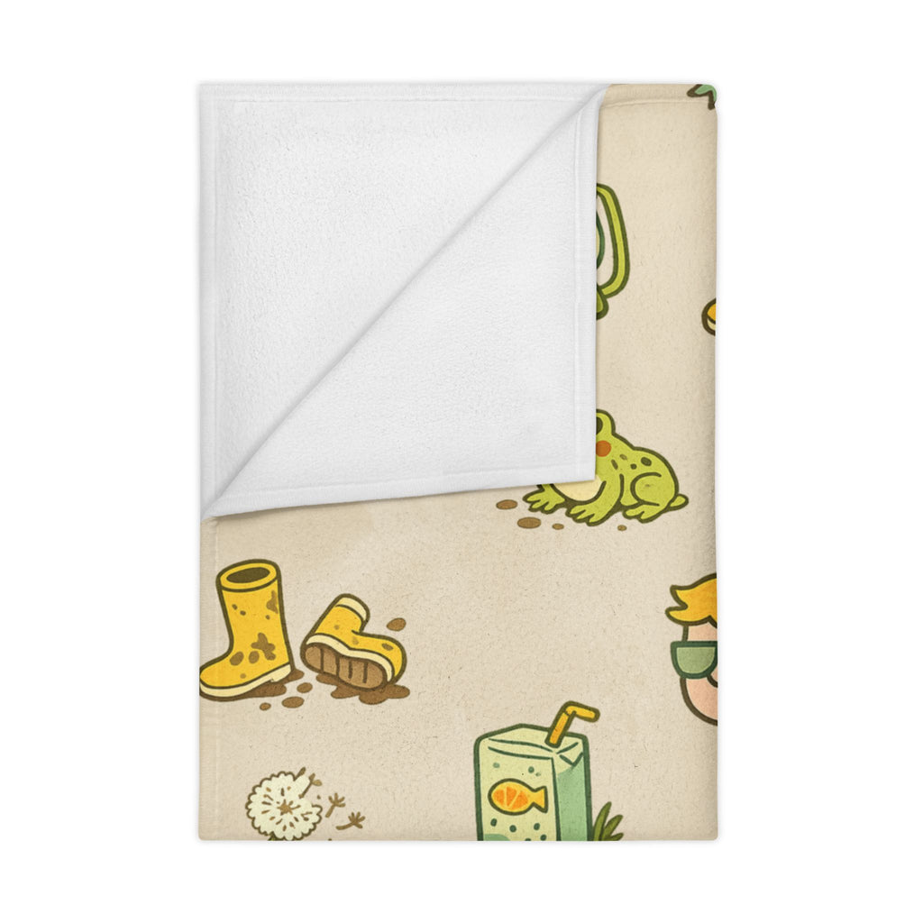 Toddler Blanket — Cute Frog & Rainy Day Pattern Plush Baby Blanket