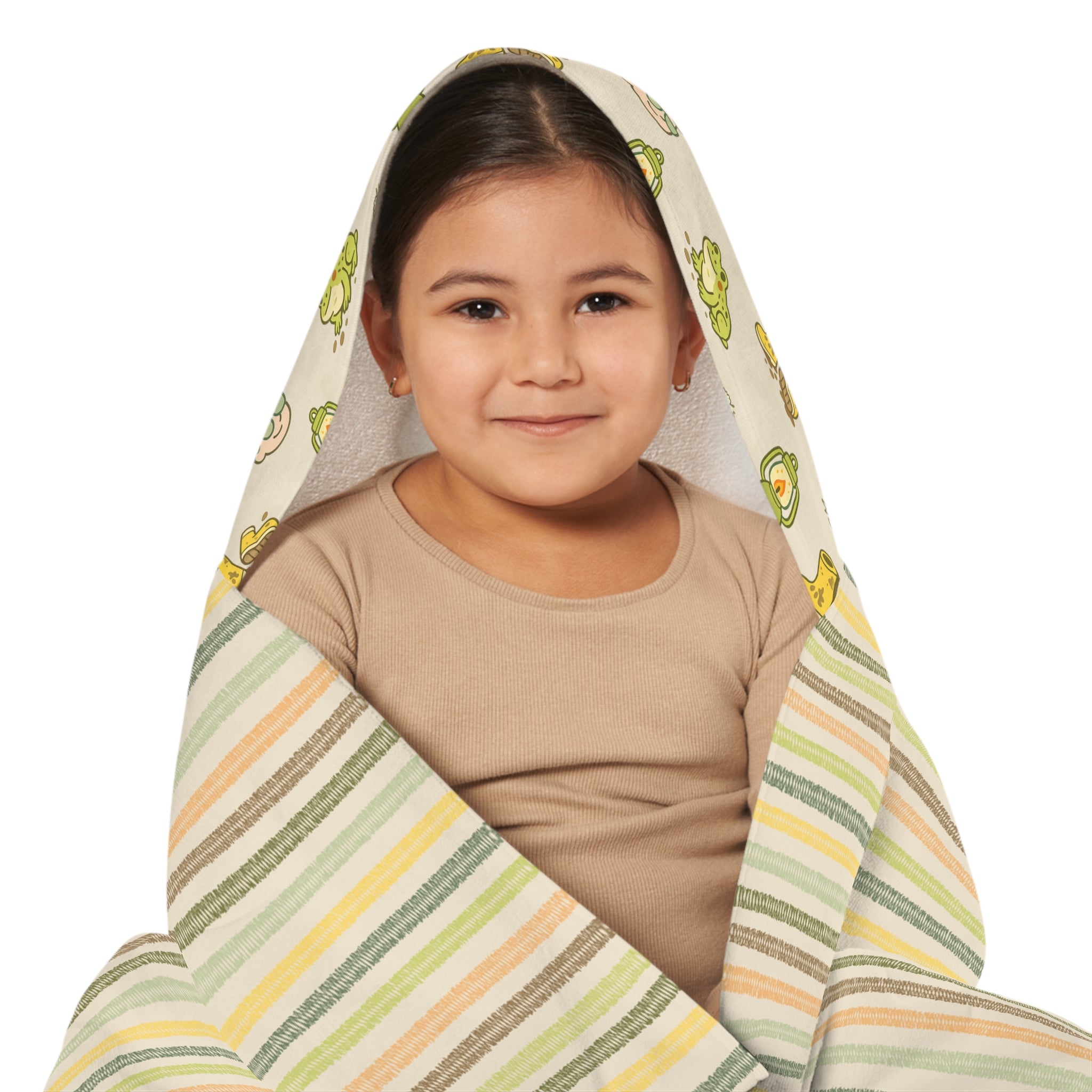 Camp Brine Spring 2026 Kids Hooded Towel — Striped Beach Wrap with icon Hood