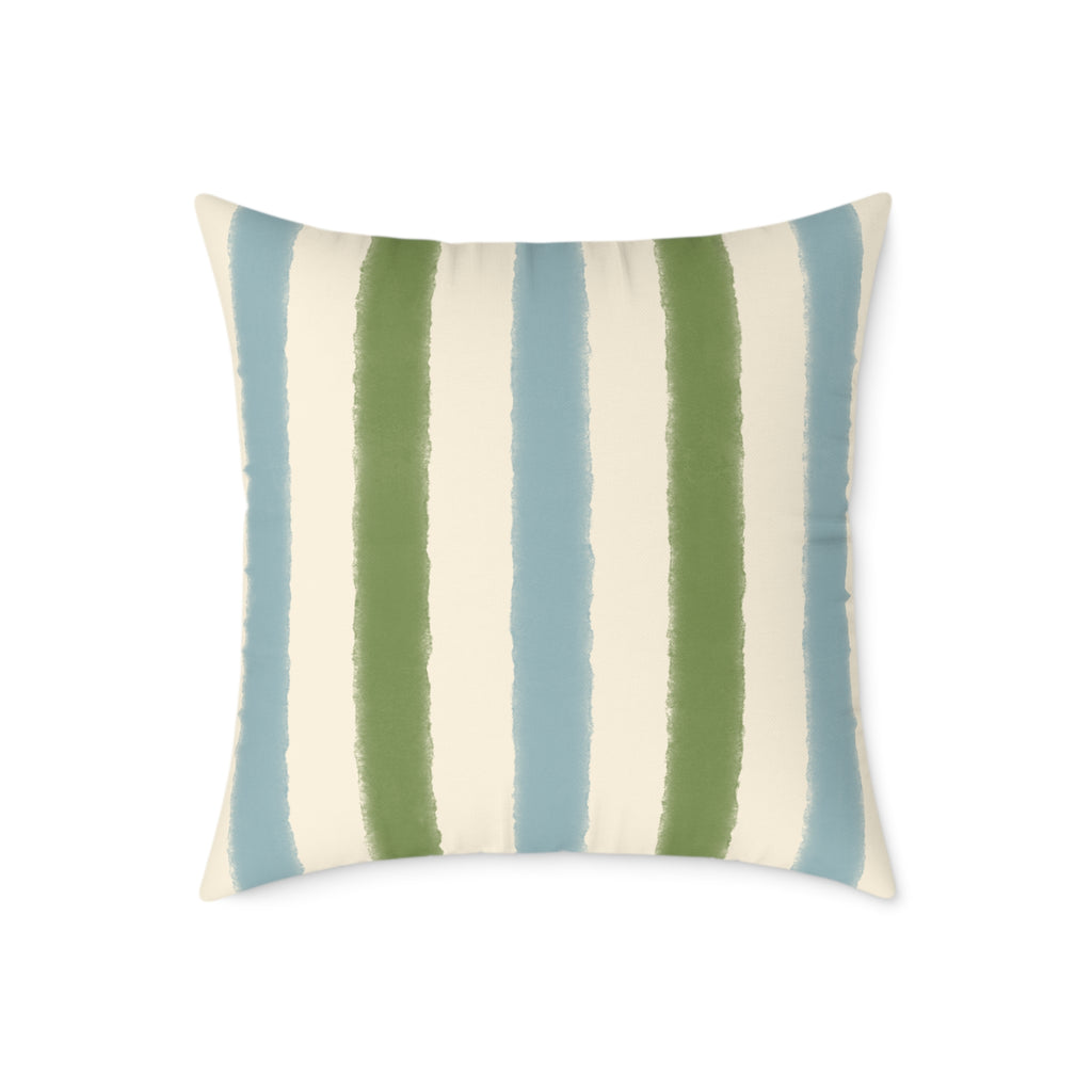 Vintage Playroom Stripe Pattern Square Pillow — Pastel Nursery Throw Cushion