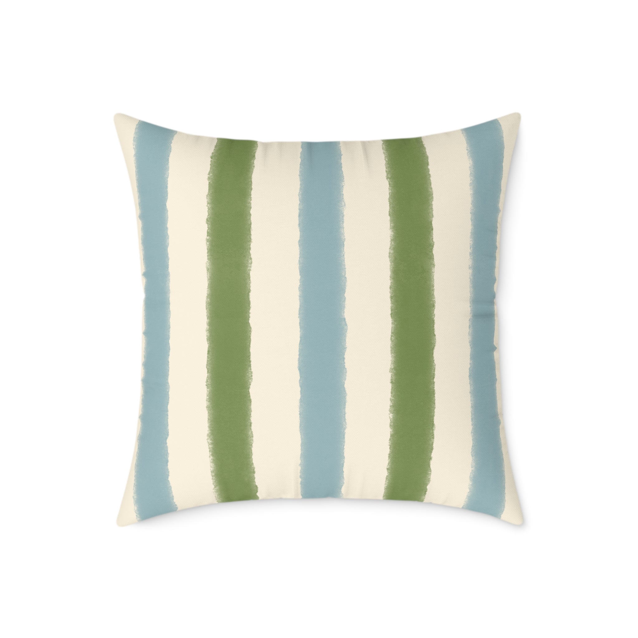 Vintage Playroom Stripe Pattern Square Pillow — Pastel Nursery Throw Cushion