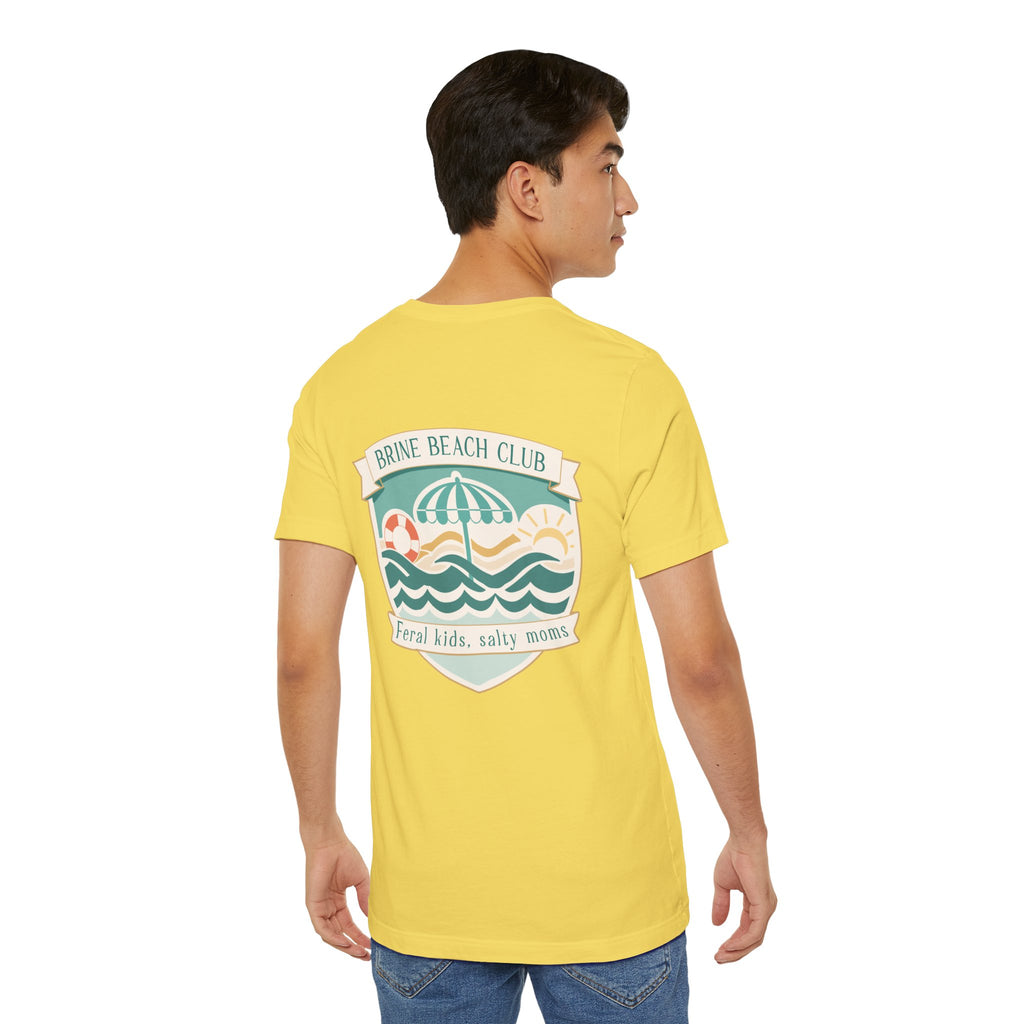 Brine Beach Club T‑Shirt — "Brine Beach Club: Feral Kids, Salty Moms" Retro Graphic Tee
