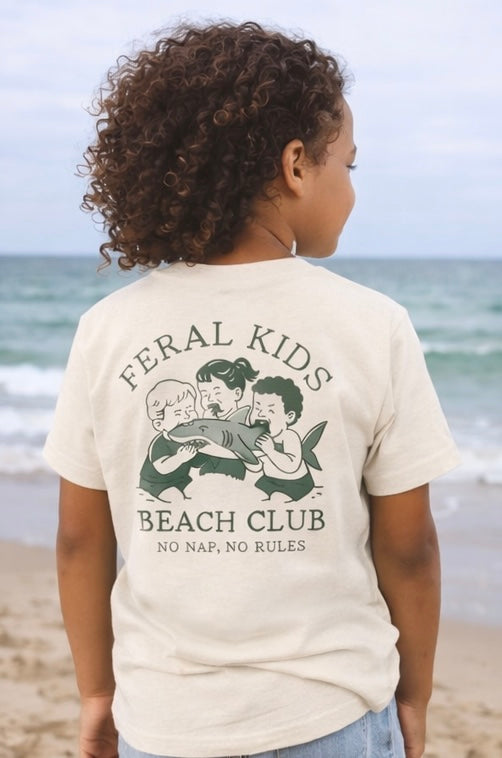 Feral Kids Beach Club Youth Tee – No Nap No Rules Kids Graphic Shirt