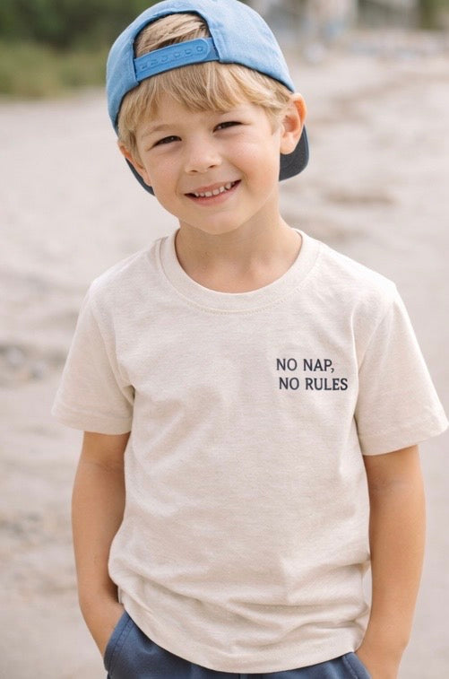 Feral Kids Beach Club Youth Tee – No Nap No Rules Kids Graphic Shirt