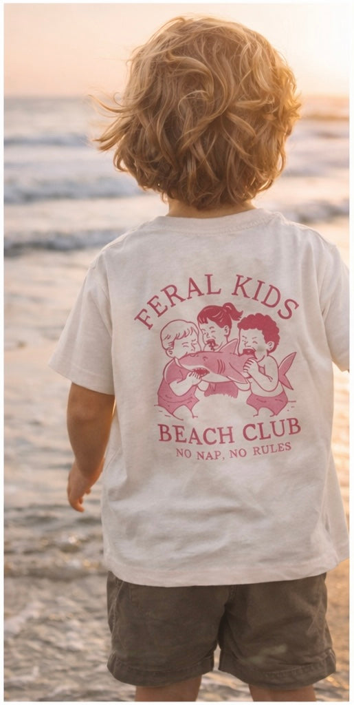 Feral Kids Beach Club Youth Tee – No Nap No Rules Kids Graphic Shirt