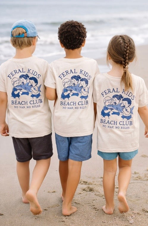 Feral Kids Beach Club Youth Tee – No Nap No Rules Kids Graphic Shirt