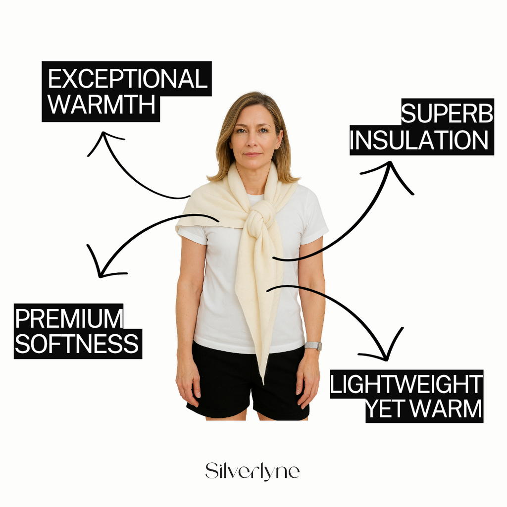 Angora and Wool | Triangle Knit Scarf (solid, beige)