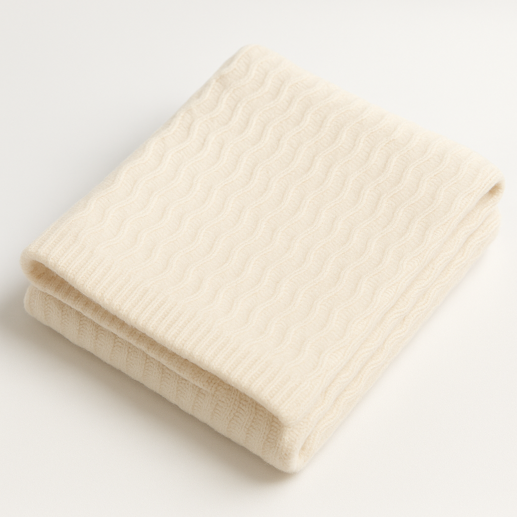 Angora and Wool | Ultra Soft Throw Blanket (solid, beige)