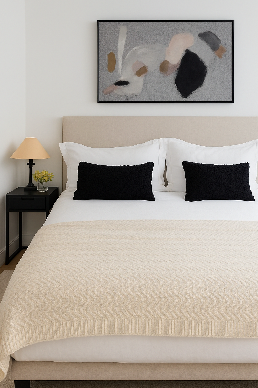 Angora and Wool | Ultra Soft Throw Blanket (solid, beige)