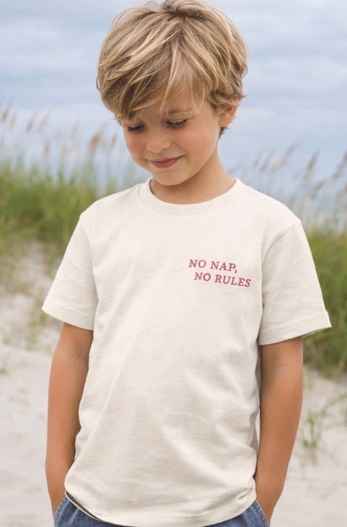 Feral Kids Beach Club Youth Tee – No Nap No Rules Kids Graphic Shirt
