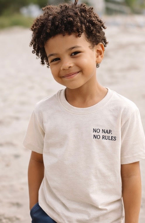 Feral Kids Beach Club Youth Tee – No Nap No Rules Kids Graphic Shirt