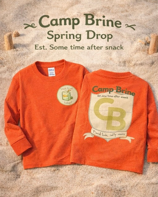 Camp Brine Kids Long Sleeve Shirt – Snack Break Strategist Tee | Coastal Crest Graphic | Spring Kids Graphic Shirt | Feral Kids Salty Moms