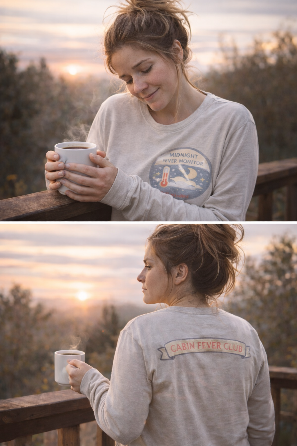 Cabin Fever Club Long Sleeve Shirt – Midnight Fever Monitor Mom Badge Tee – Winter Camp Brine Collection – Funny Winter Mom Graphic Shirt