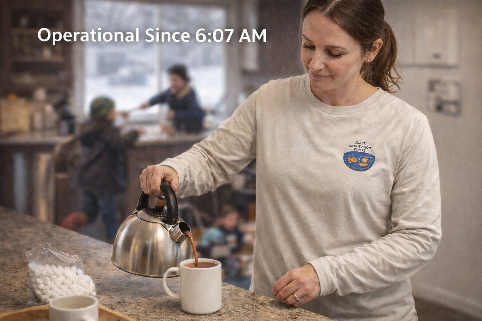 Snack Negotiation Expert Long Sleeve Shirt – Winter Mom Badge Collection – Mud & Management Back Graphic Coastal Mom Tee