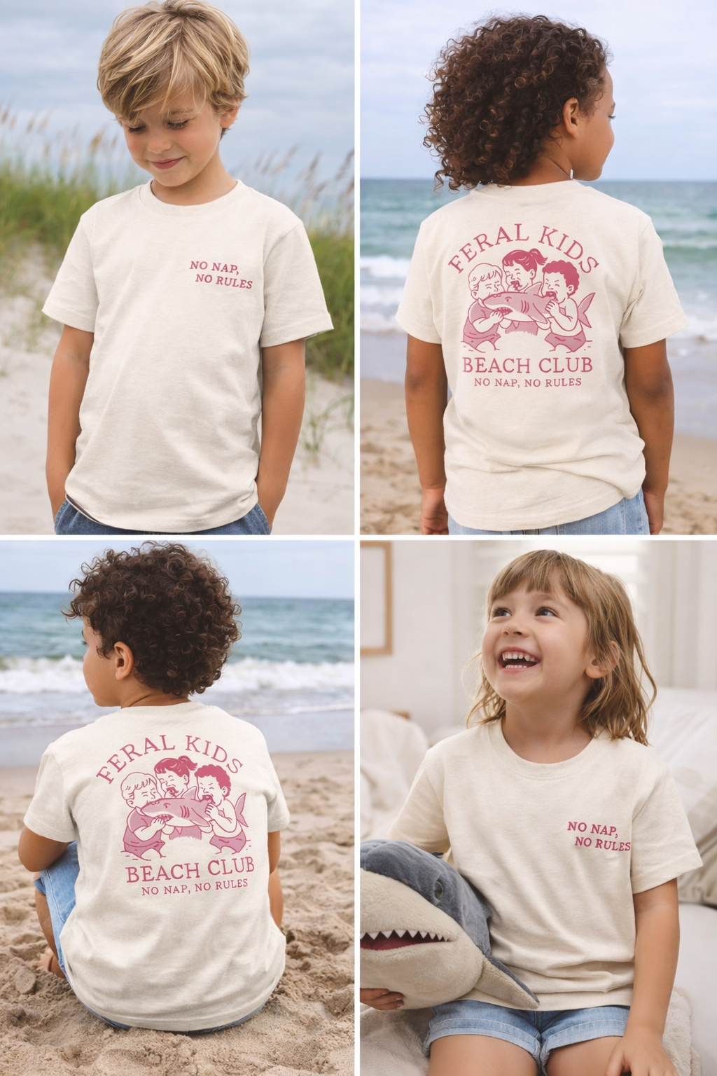 Feral Kids Beach Club Youth Tee – No Nap No Rules Kids Graphic Shirt