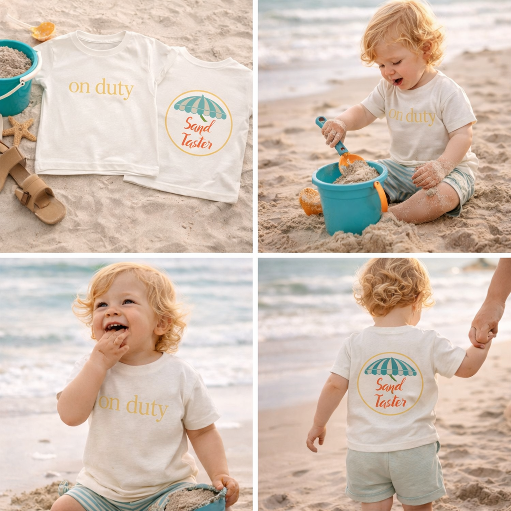 Brine Beach Club "Sand Taster On Duty" Toddler Short Sleeve Tee
