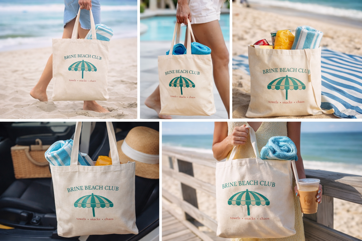 Brine Beach Club Cotton Tote Bag — Beach Club Umbrella Canvas Tote
