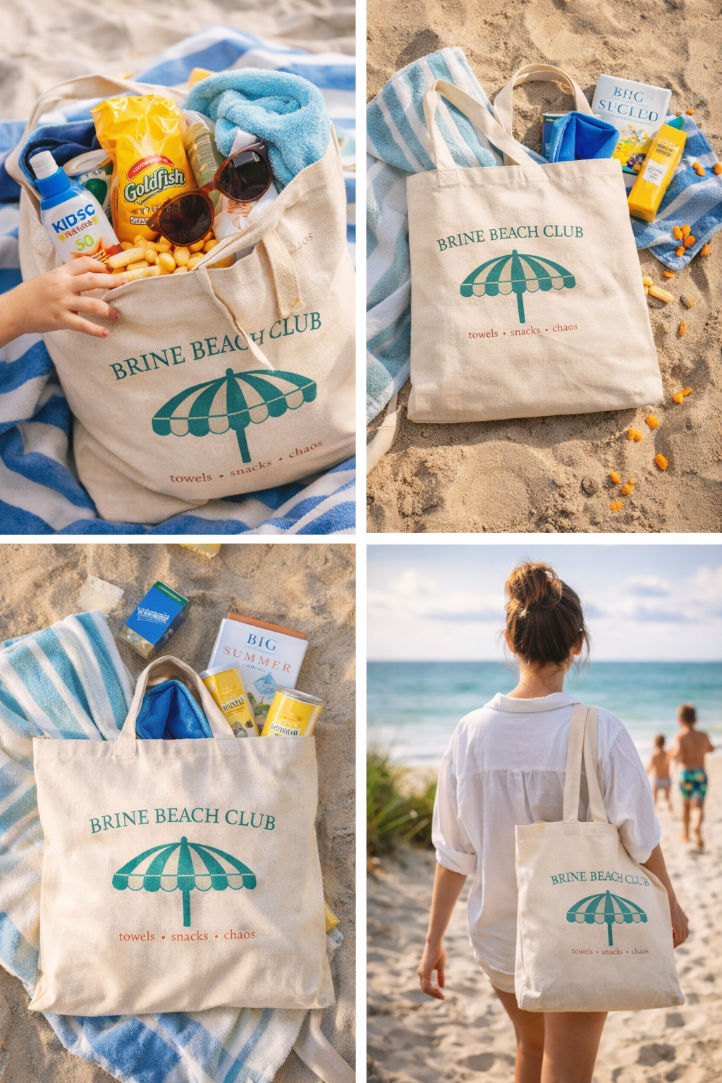 Brine Beach Club Cotton Tote Bag — Beach Club Umbrella Canvas Tote