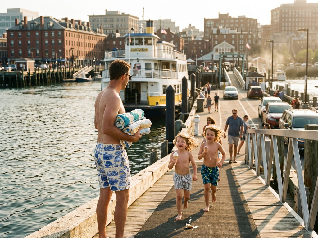 Portland Maine Toile Men’s Swim Trunks - Casco Bay