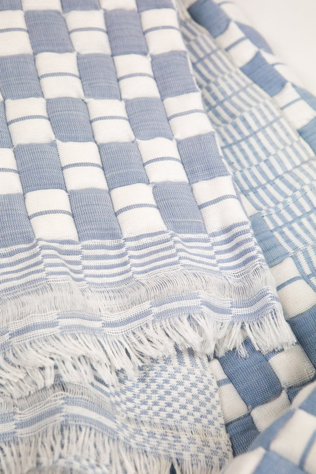 Quilted Sujani Throw Blanket - Soft Blue Grey