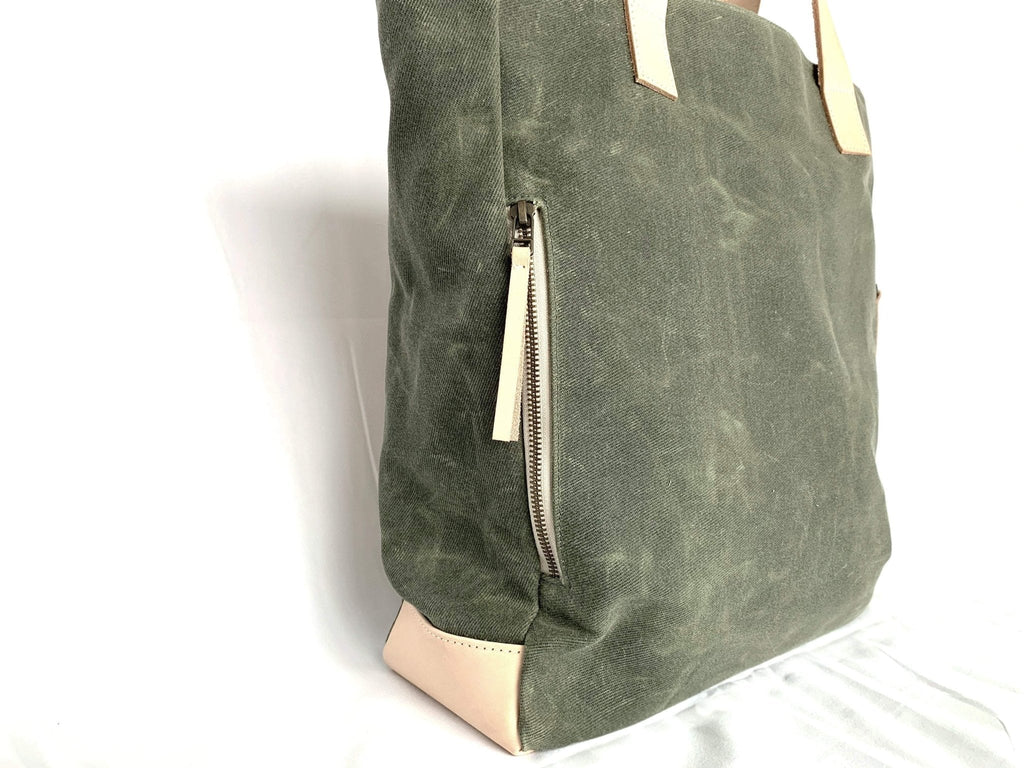 Olive Wax Canvas Tote Bag - The Wild One