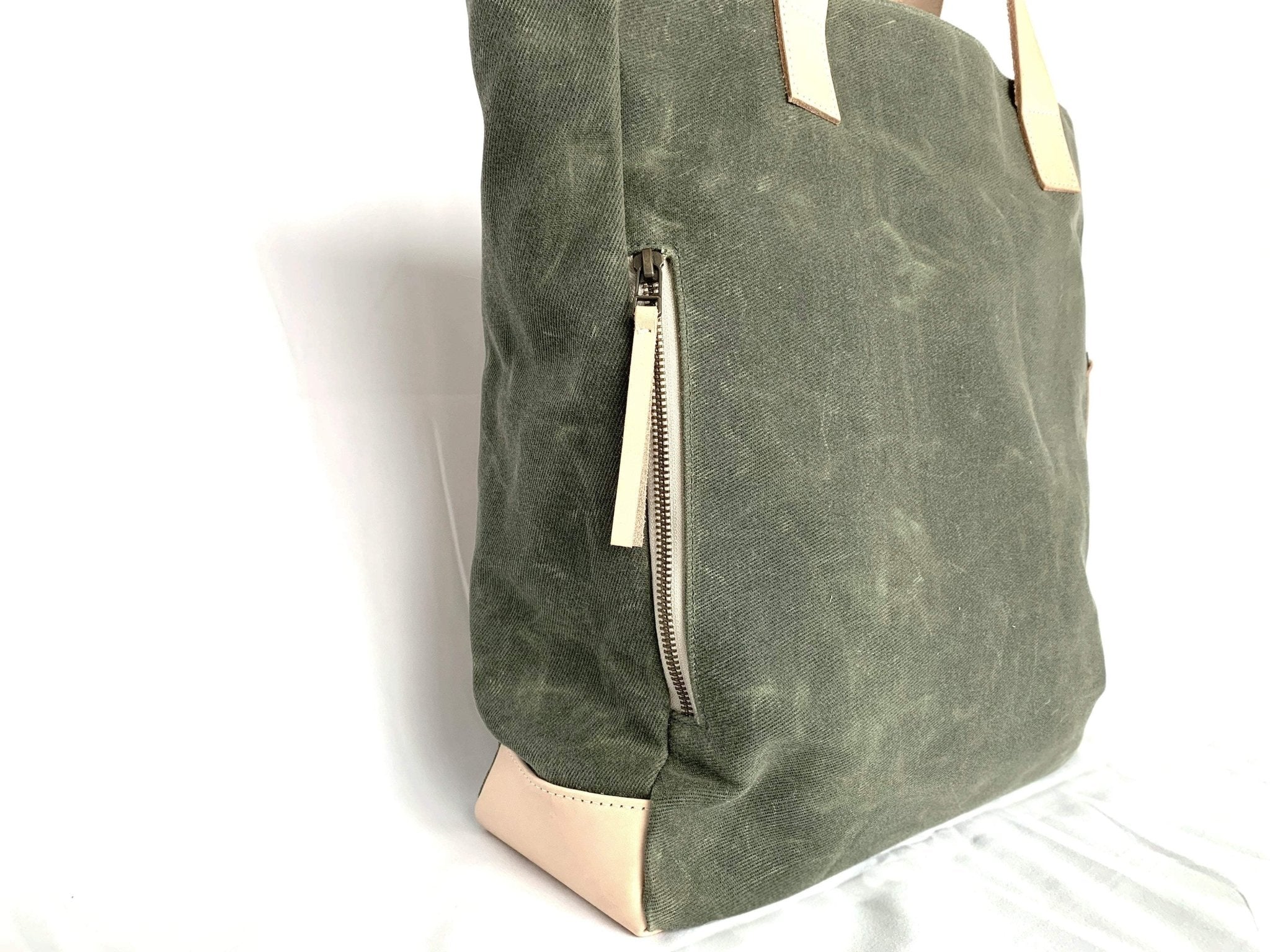 Olive Wax Canvas Tote Bag - The Wild One